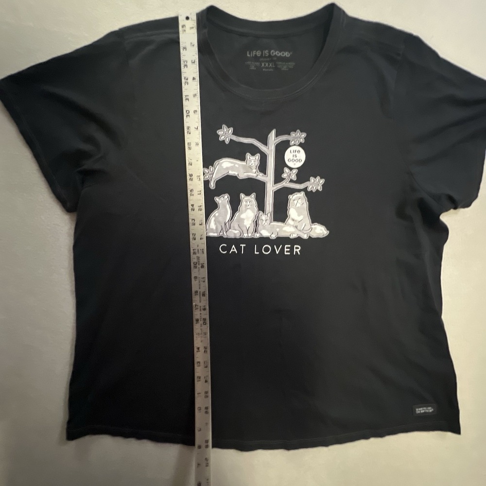 Life Is Good Cat Lover Graphic T-Shirt Womens 3XL Black Crusher Animal Lover Tee - Picture 5 of 8